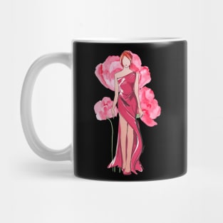 Red Dress Flower Girl Mug